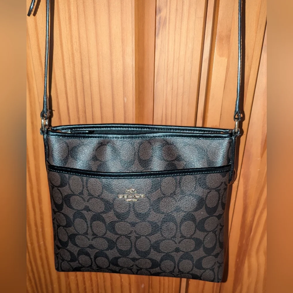 Coach Signature Sacoche Brown and Black Crossbody Bag F29210